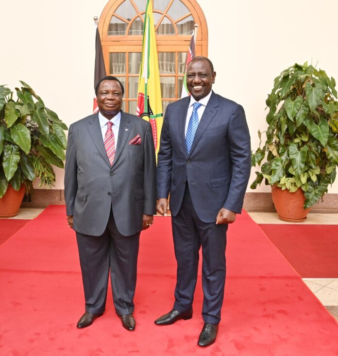 COTU Secretary-General Francis Atwoli (left) with President William Ruto (right)