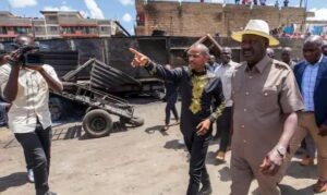 Embakasi East MP Babu Owino pictured with Azimio La Umoja leader Raila Odinga.