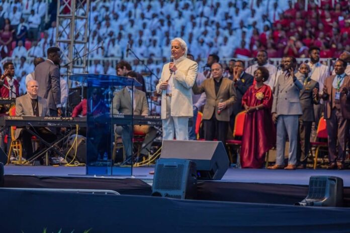 Benny Hinn during the recent Healing the Nation crusade at Nyayo Stadium on Sunday, February 25, 2024.