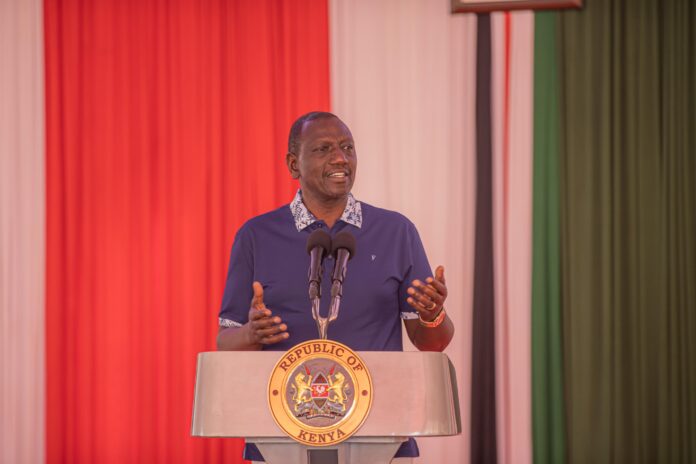 President William Ruto addresses attendees at a collaborative gathering of the National Executive Retreat and Parliamentary Group consultation in Naivasha, Nakuru County.