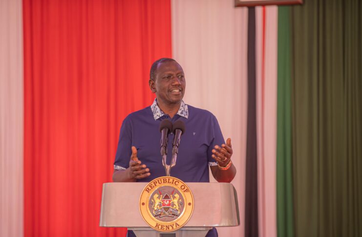 President William Ruto addresses attendees at a collaborative gathering of the National Executive Retreat and Parliamentary Group consultation in Naivasha, Nakuru County.