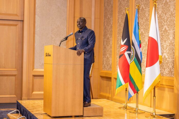 President William Ruto speaks to the Kenyan diaspora in Tokyo, Japan on February 7, 2024.