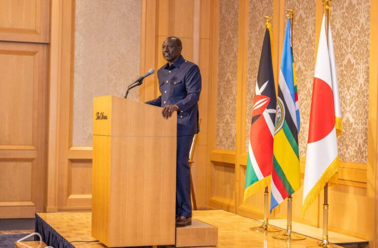 President William Ruto speaks to the Kenyan diaspora in Tokyo, Japan on February 7, 2024.