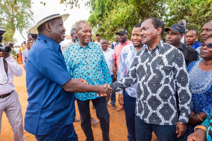 Raila Odinga and Kalonzo Musyoka at a Funeral in Kitui County.